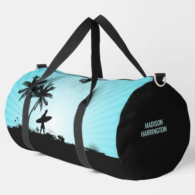 Sac De Sport Nom personnalisé Plage Surfer (Coin gauche)