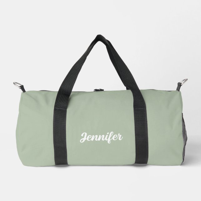 Sac De Sport Nom personnalisé sauge vert moderne (Recto)