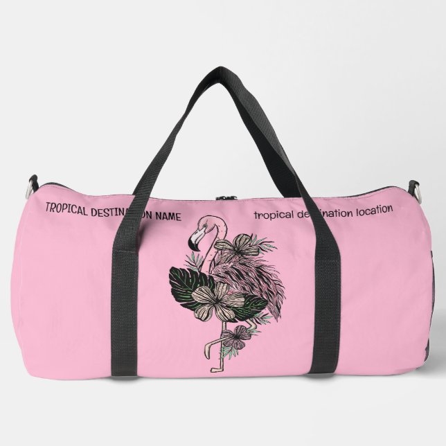 Sac De Sport Nom personnalisé, texte et couleur Flamant rose ro (Recto)