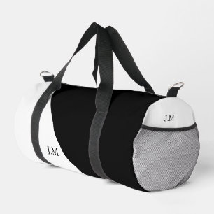 Sac De Sport Noms d'initiales de couleur unie duo noir et blanc