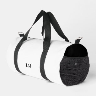 Sac De Sport Noms d'initiales de couleur unie duo noir et blanc