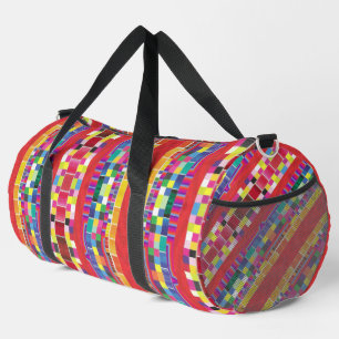 Sac De Sport nuances rouges, bandes et pixels colorés