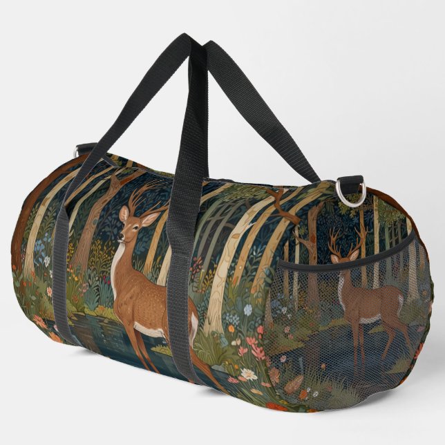 Sac De Sport Oiseau de cerf rustique boho forêt boisée verdure (Coin droit)