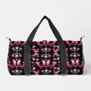 Sac De Sport Oiseaux roses et blancs du folklore scandinave