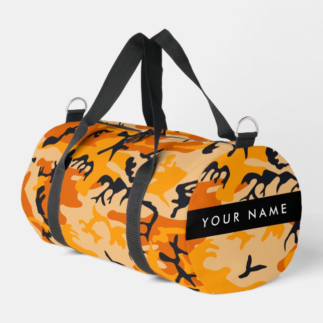Sac De Sport Orange Camouflage Votre nom Personnalisez (Coin gauche)