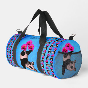 Sac De Sport Ours Panda Cute Jongeant Fleurs Roses