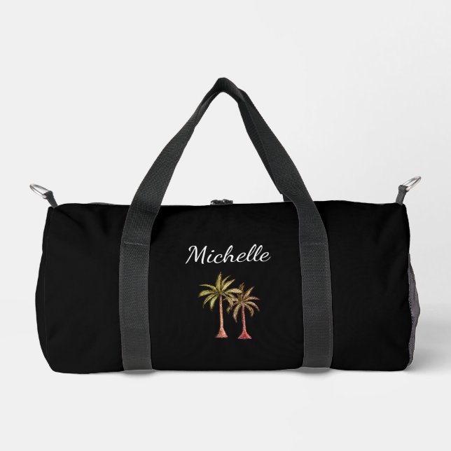 Sac De Sport Palmiers tropicaux Élégant Script Classic Noir (Recto)
