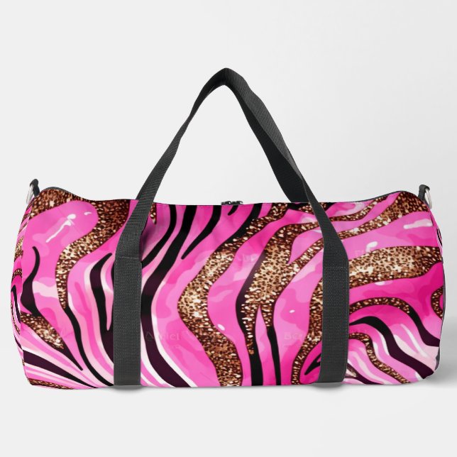 Sac De Sport Papier Cheetah Rose Et Or (Recto)