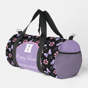 Sac De Sport Papillon Lavande & Motif Floral Rose Sans Couture