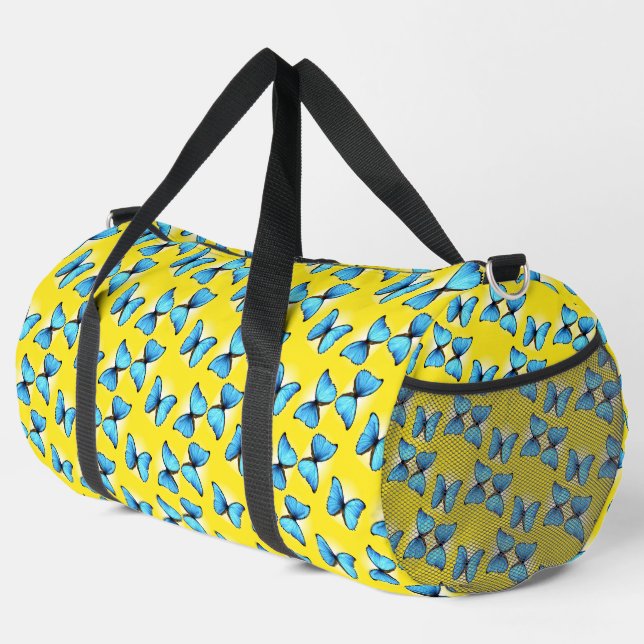 Sac De Sport Papillons bleus sur jaune (Coin droit)