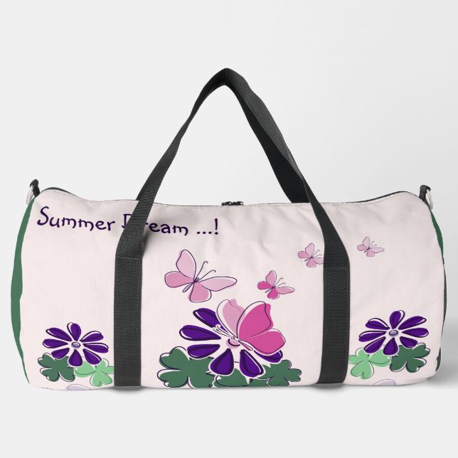 Sac De Sport Papillons rose vert violet à fleurs Slogan de Dood (Recto)