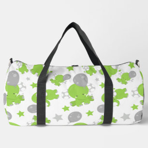 Sac De Sport Pattern of Green Elephants, Cute Elephants, stars