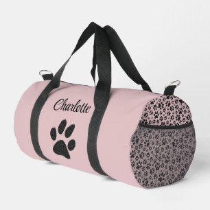 Sac De Sport Pattes de chien noir et blanc à pois sur charlotte