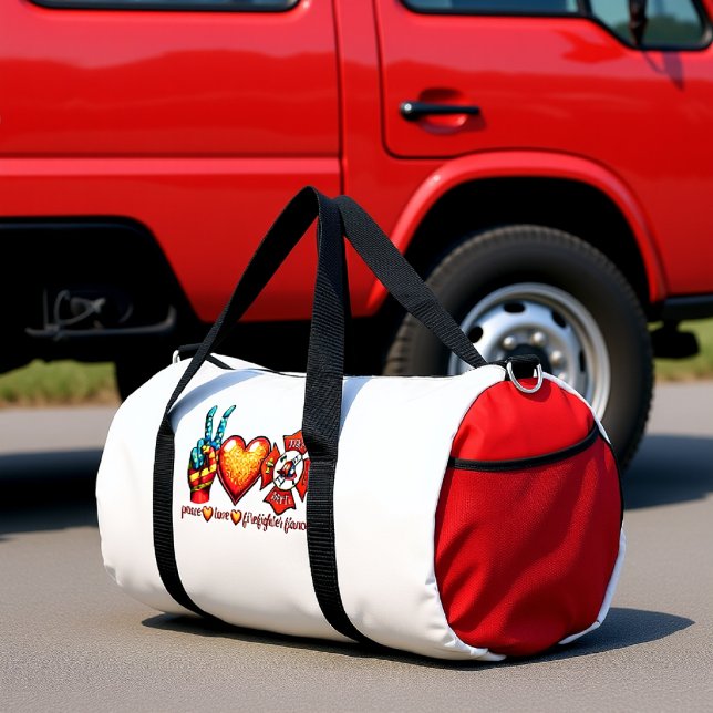Sac De Sport Peace Love Firefighter Fiancé Life (Créateur téléchargé)