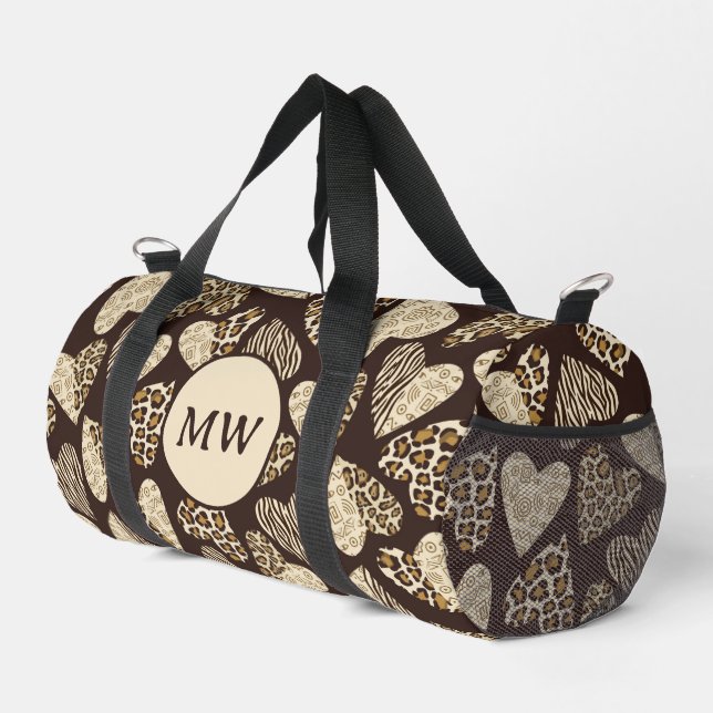 Sac De Sport Peau d'animal aux coeurs (Coin droit)