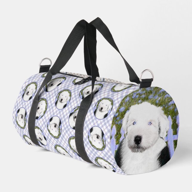Sac De Sport Peinture de chiot Old English Sheepdog Art de chie (Coin gauche)
