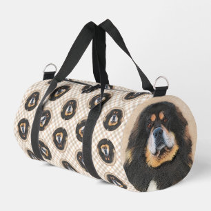 Sac De Sport Peinture de Mastiff Tibétain Chien Noir et Feu Art
