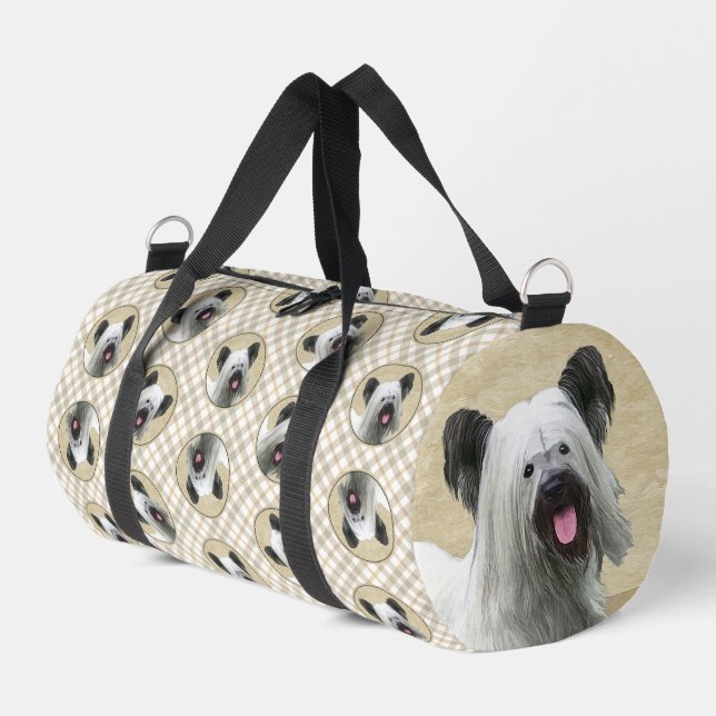 Sac De Sport Peinture de Terrier Skye Gris Argenté Art Original (Coin gauche)