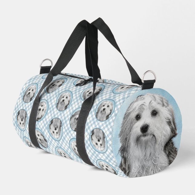 Sac De Sport Peinture Lowchen Argent et Crème Art original Chie (Coin gauche)