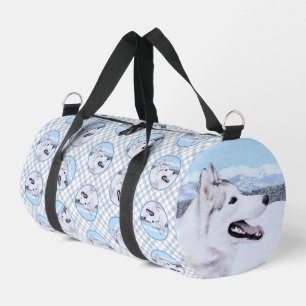 Sac De Sport Peinture sibérienne Husky Argent et Chien blanc Ar