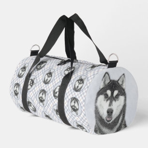 Sac De Sport Peinture sibérienne Husky art Chien noir et blanc