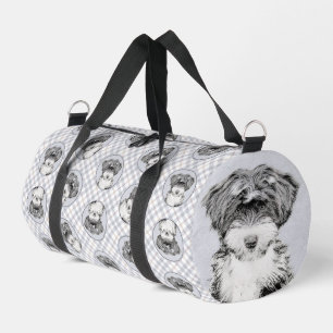 Sac De Sport Peinture Tibétaine Terrier Art Chien noir et blanc