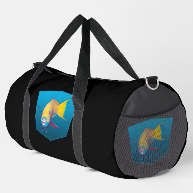 Sac De Sport Perroquet - Fond dégradé bleu |  (Coin droit)