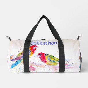 Sac De Sport Perroquet Rosella Rouge Peinture Aquarelle Nom de