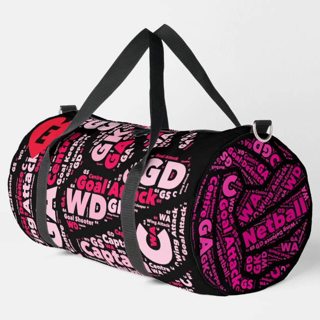 Sac De Sport Personalised Black And Pink Netball  (Coin gauche)