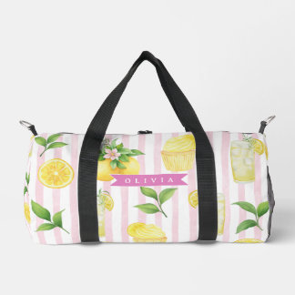 Sac De Sport Personalized Watercolor Lemonade Cupcake Stripe