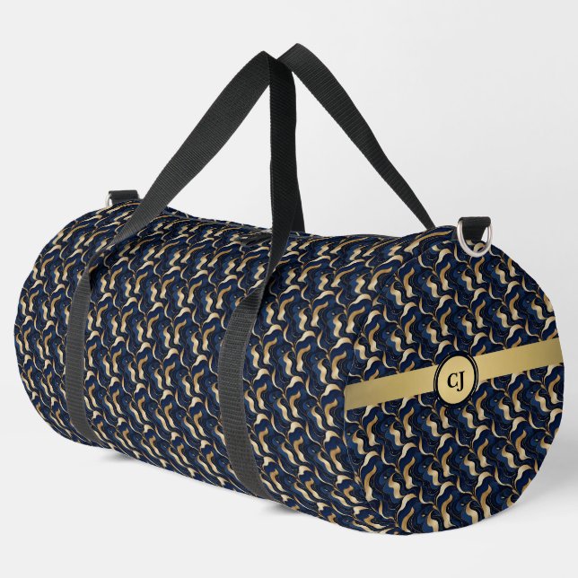 Sac De Sport Personnalisé Bold Abstrait Gold & Navy (Coin gauche)