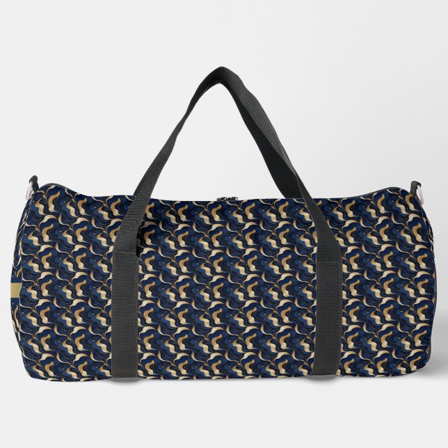 Sac De Sport Personnalisé Bold Abstrait Gold & Navy (Recto)