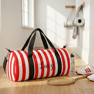 Sac De Sport Personnalisé rayures rouges et blanches vintage mi