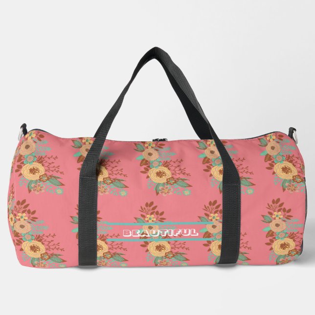 Sac De Sport Personnaliser florale Boho moderne rose (Recto)