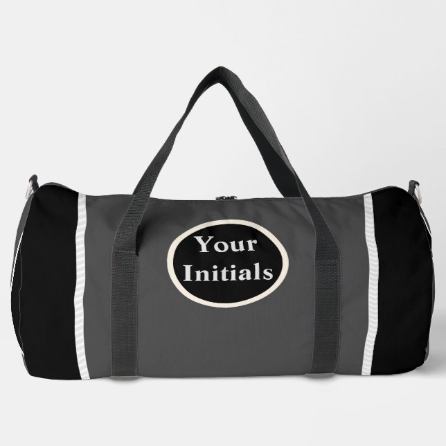 Sac De Sport Personnaliser Gris Noir Blancs (Recto)