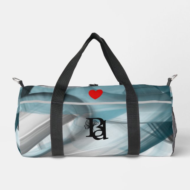 Sac de sport petit gris tendance abstrait océan bl (Recto)