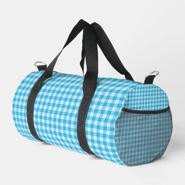Sac De Sport Petit motif damier bleu (Coin droit)
