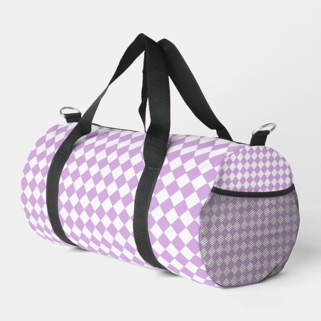 Sac De Sport Petit motif diamant à carreaux blanc violet (Coin droit)