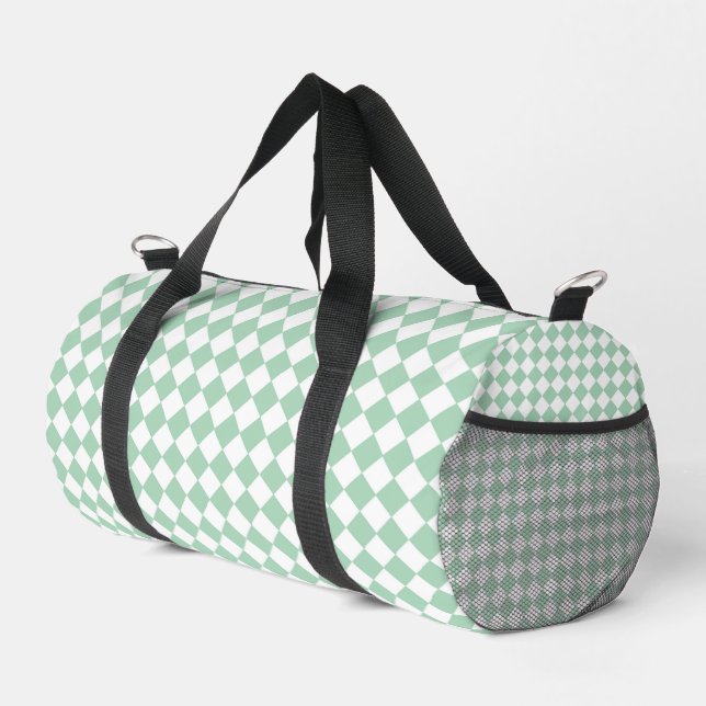 Sac De Sport Petit motif diamant à carreaux vert et blanc (Coin droit)