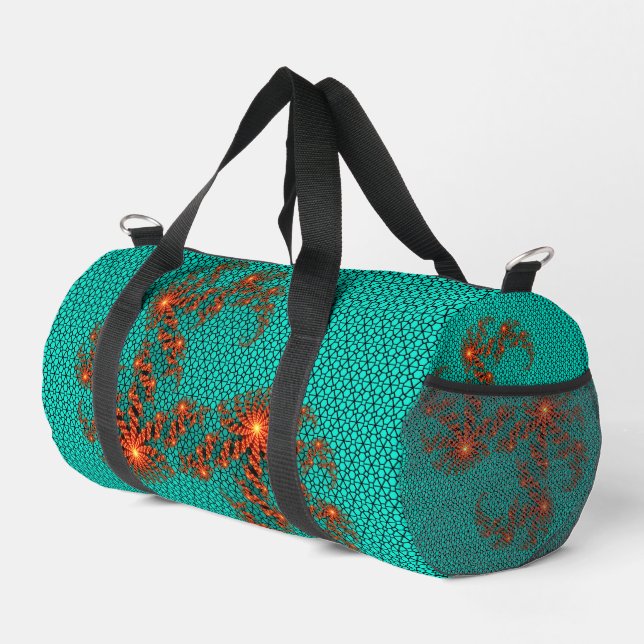 Sac De Sport Petit motif mandala abstrait noir sarcelle (Coin droit)
