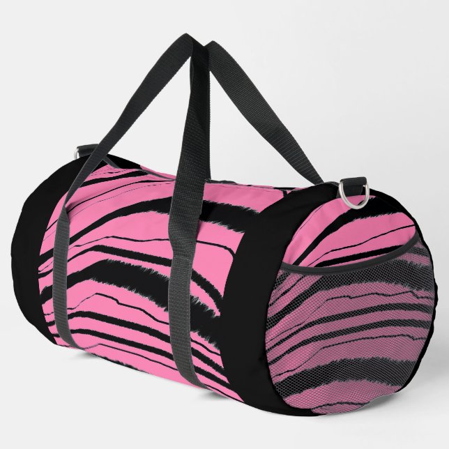 Sac De Sport Pink + Black Animal Strim Sport Sport Voyage (Coin droit)