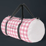 Sac De Sport Pink Gingham Polkadot Vintage Personalized<br><div class="desc">Beautiful pink and white gingham pattern on front and back with pink and white polkadot accent on ends of this duffel bag design.  Add your name to personalize for gym or yoga activities.  Perfect for the girly girl who loves sweet vintage patterns.</div>