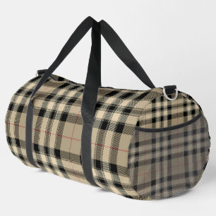 Sac De Sport Plaid Classique Beige Et Noir