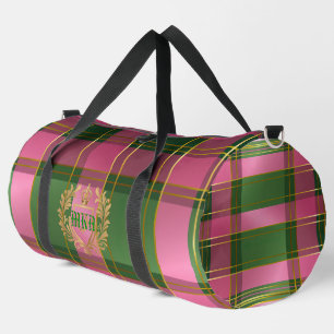 Sac De Sport Plaid Préclassique Rose Vert Monogrammé