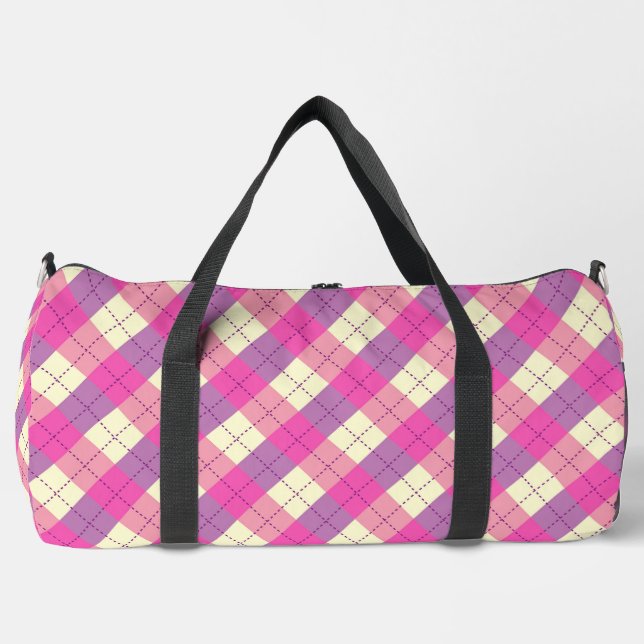 Sac De Sport Plaid rose, violet et jaune (Recto)
