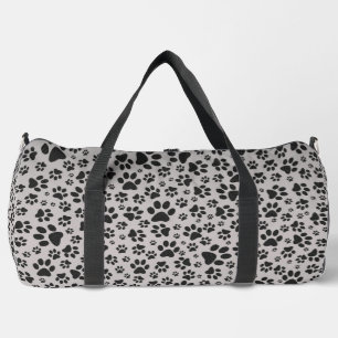 Sac De Sport Poches de chien noir et blanc Pointe Polka sur gri