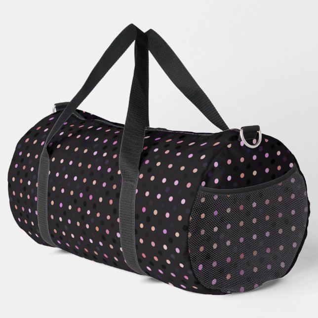 Sac De Sport points roses et violets sur fond gris (Coin droit)