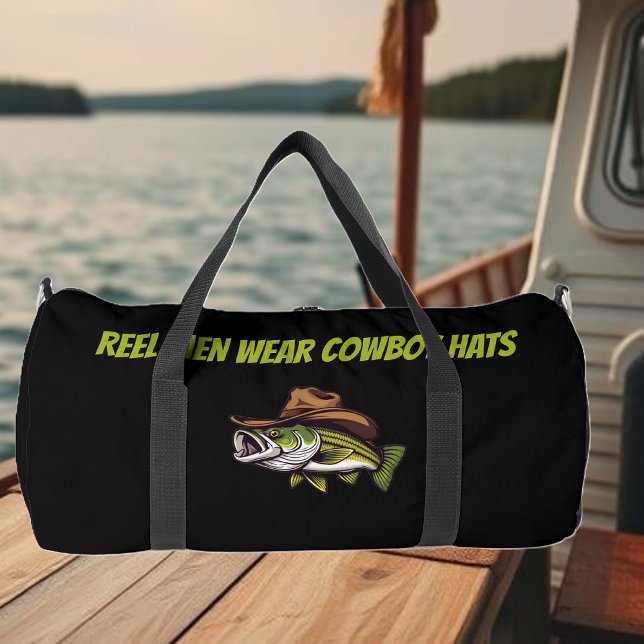 Sac De Sport Poisson amusant avec un Casquette-pêcheur Cowboy C (Funny Fish Wearing a Cowboy Hat- Gifts for him-Funny- Duffel Bag-Fisherman Core)