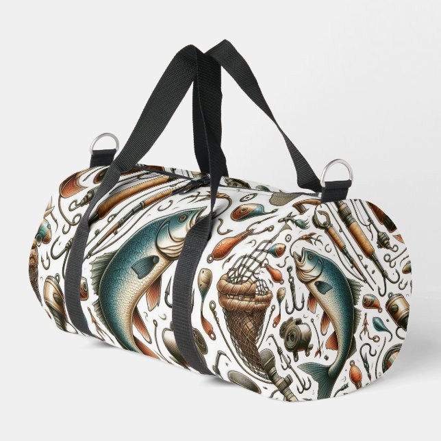 Sac De Sport Poisson Personnalisé Accompagner Pêcheur Duffle Sa (Coin gauche)