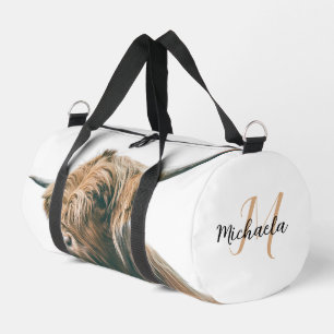 Sac De Sport Portrait de vache Highland nom personnalisé monogr